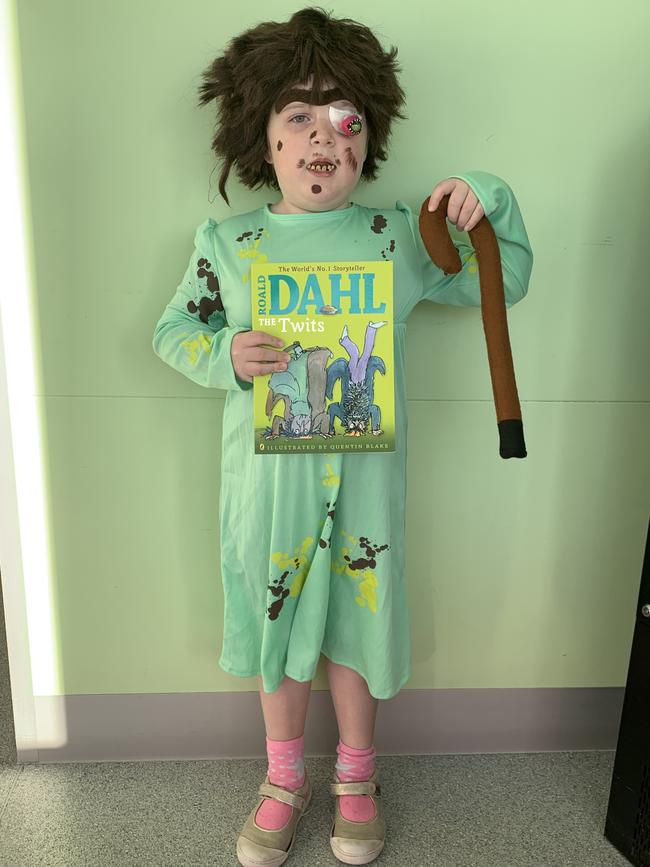 Lily dressed up as Mrs Twit for Book Week at Gladstone Park Primary School.