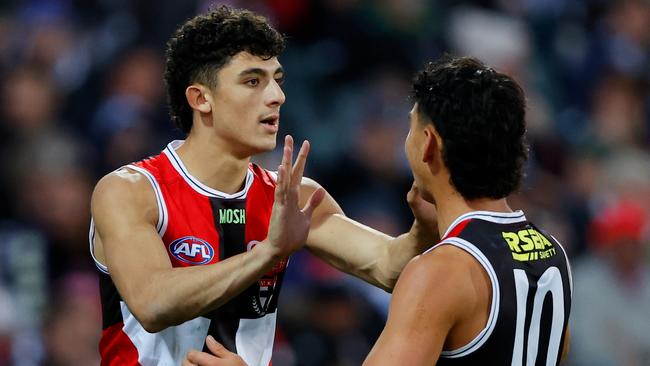 St Kilda forward Anthony Caminiti’s impressive debut season will be interrupted by a significant ban after striking Collingwood’s Nathan Murphy. Picture: Dylan Burns / Getty Images