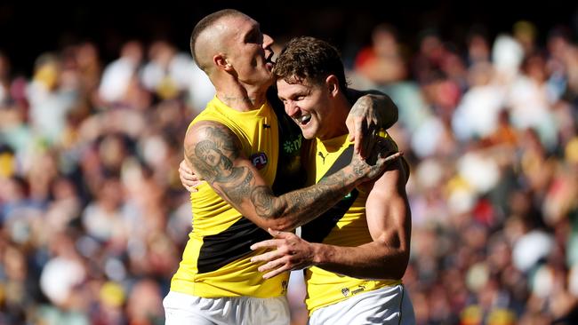 Dustin Martin and Jacob Hopper are both in doubt for Friday night’s blockbuster against Collingwood. Picture: Getty Images