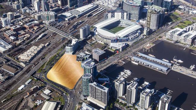 The location of the $1.75bn site at Docklands in Melbourne.