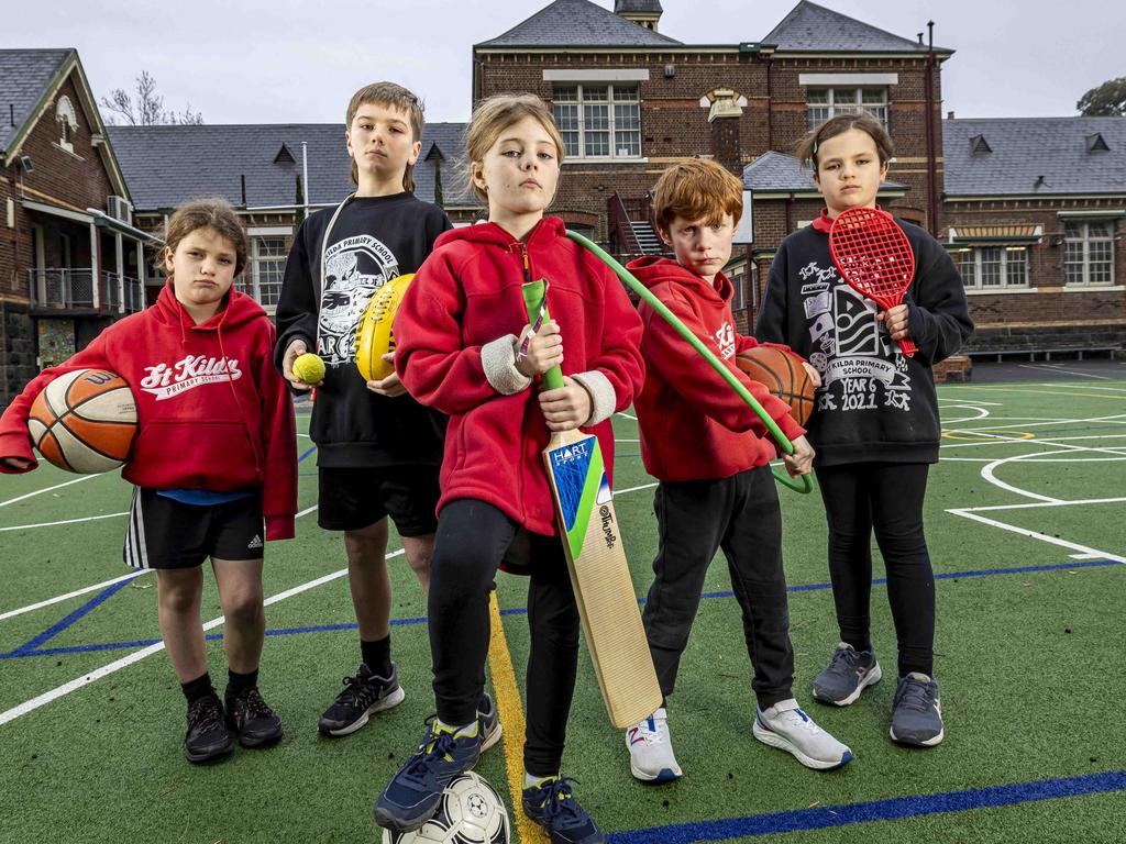 St Kilda Primary School students are desperate for more indoor sporting facilities. Picture: Wayne Taylor