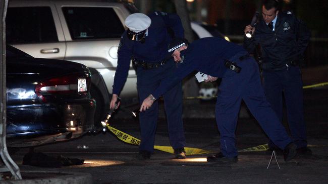 Police at the scene after shots were fired at Tonic nightclub in Light Square, Adelaide. 