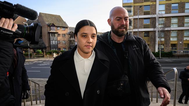 Australian footballer Sam Kerr arrives at Kingston-Upon-Thames Crown Court. Picture: Getty Images