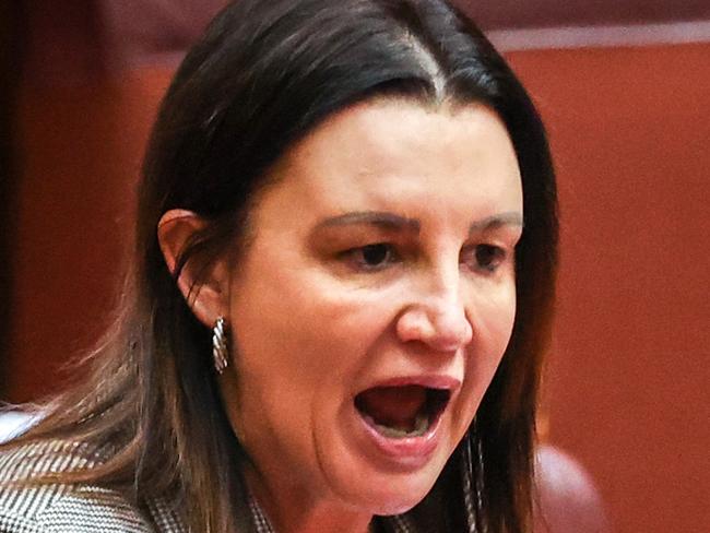 CANBERRA, AUSTRALIA - SEPTEMBER 3: Senator Jacqui Lambie reacts as she speaks in the Australian Senate at Parliament House on September 3, 2020 in Canberra, Australia. The federal aged care royal commission has criticised the Morrison government for failing to establish independent monitoring and reporting of aged care quality outcomes during the coronavirus pandemic.  (Photo by David Gray/Getty Images)