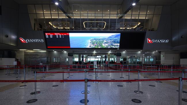 More than 37 million people travel through Melbourne Airport a year. But Qantas domestic was almost empty on July 6 as Melbourne was virtually cut off from the rest of Australia. Picture: Getty