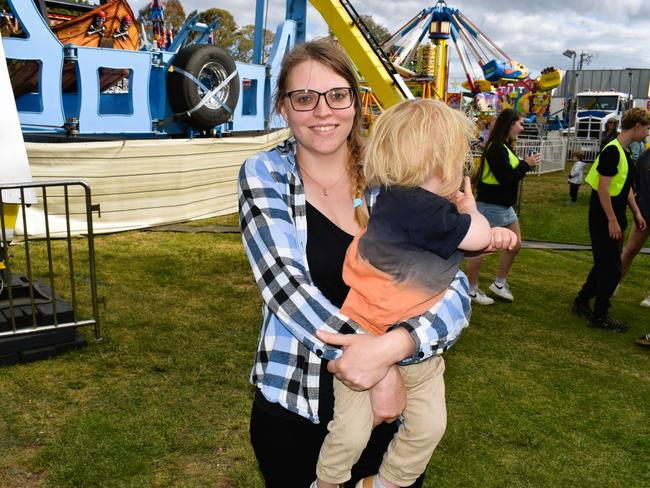 Attendees enjoying the 159th Sale Agricultural Show at the Sale Showgrounds on Friday, November 01, 2024: Bonnie Anderson and Finn. Picture: Jack Colantuono