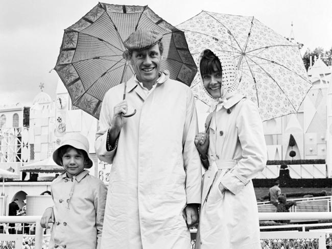 Hepburn with first husband Mel Ferrer and son Sean at Disneyworld, 1967. Picture: AP