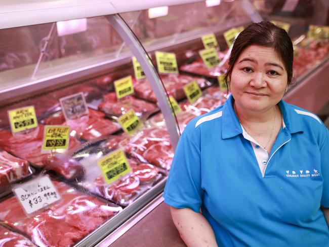 Kim Mguygn from Kogarah Quality Meats said Chris Minns helped her business in a moment of crisis. Picture: Justin Lloyd