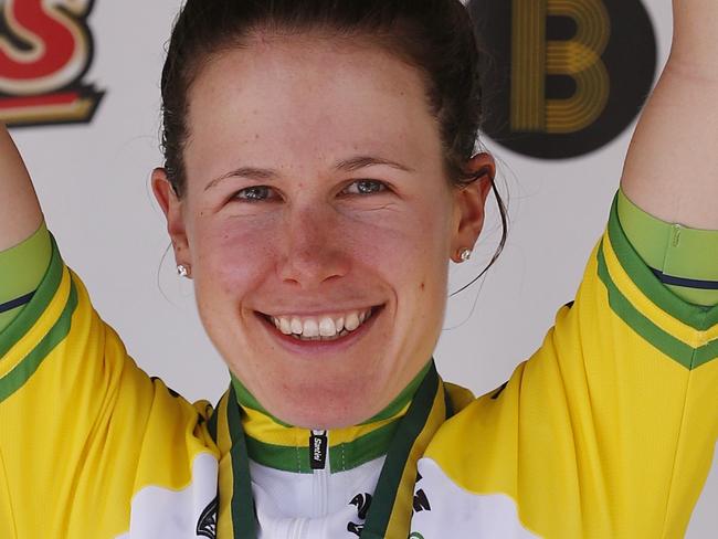 Australian Road Cycling Championships in Buninyong. Amanda Spratt after winning the womens race in Buninyong. . Pic: Michael Klein. Sunday, January 10, 2016.