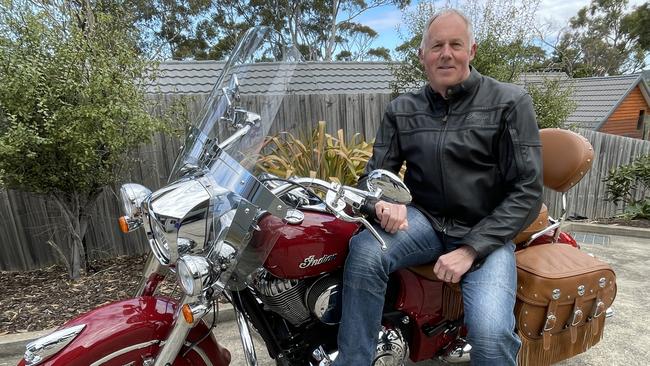 Tilyard is a keen motorcyclist. This photo was taken as part of a promotional article for his work as Chair of the Road Safety Advisory Council. Picture: Supplied.