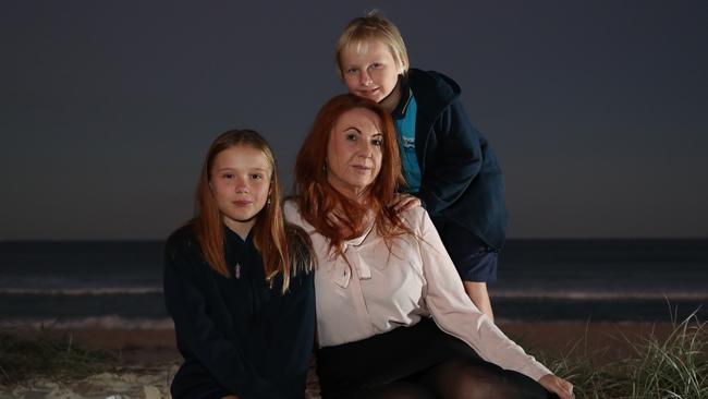 Bogangar Public School parent Rachel Mathison with her children Summer, 10, and Kash, 8. Picture: Jason O'Brien