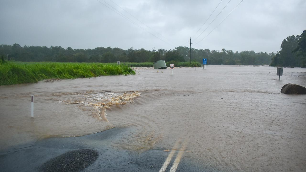 Cattle Creek at Gargett along Mackay-Eungella Rd west of Mackay was well and truly under water as heavy rain continues to smash much of North and Central Queensland. January 16, 2023. Pictures: Heidi Petith / Janessa Ekert