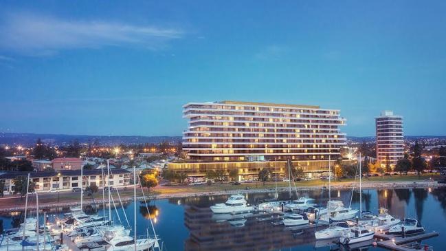 The 146-room Langham Adelaide will feature an infinity pool, function centre, shops and fine-dining restaurant. Picture: Hassell