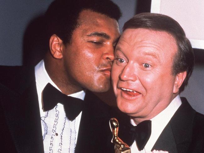 TV personality Bert Newton and boxer Muhammad Ali at the 1979 TV Week Logies Awards.