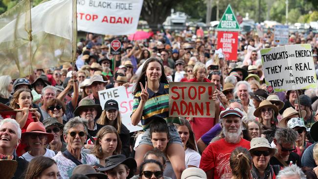 Elena Matiussi-Pimm of Lismore at the Stop Adani rally in Mullumbimby. Picture: Liam Kidston