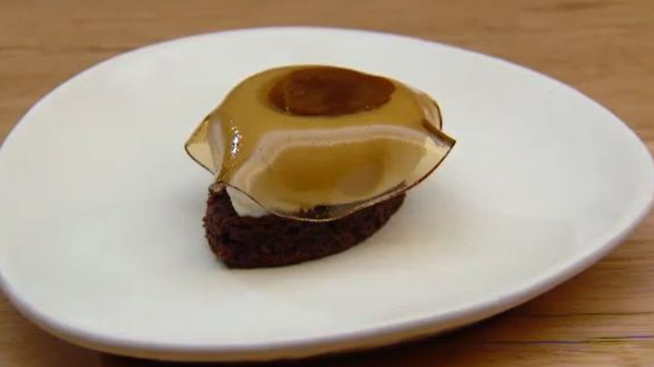 Reynold’s dessert was topped with a Madeira veil. Picture: Channel 10