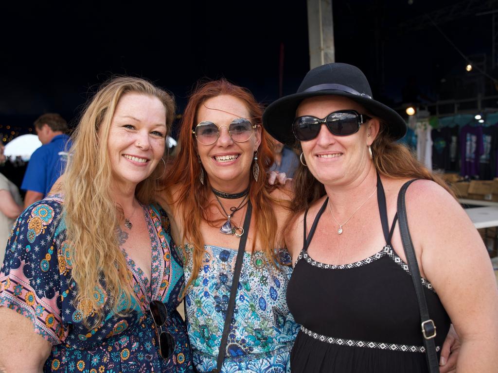 Sarah Johnson of Melbourne, Rebel Quin and Mel Jeffrey of Airlie Beach attending the Airlie Beach Festival of Music on Saturday, November 5, 2022. Picture: Katrina Lezaic