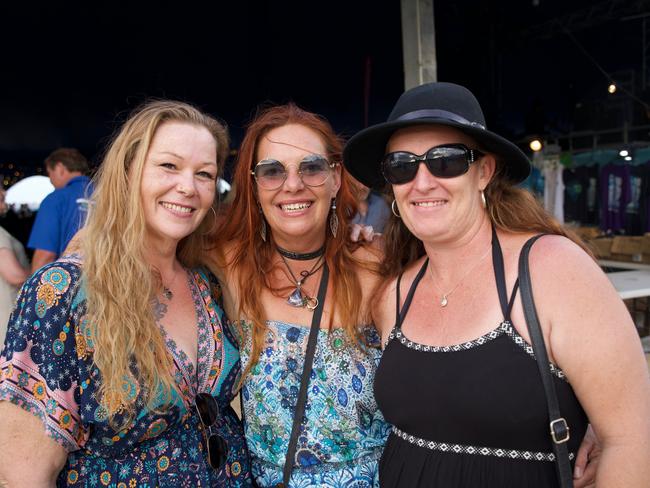 Sarah Johnson of Melbourne, Rebel Quin and Mel Jeffrey of Airlie Beach attending the Airlie Beach Festival of Music on Saturday, November 5, 2022. Picture: Katrina Lezaic