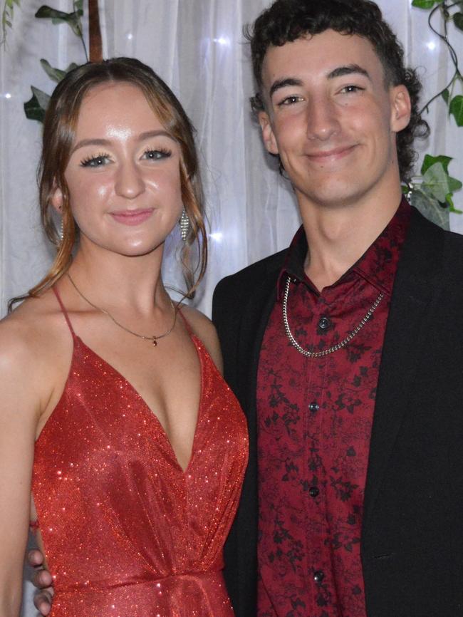 Sarah Dreier and Wyatt Buchholz enjoy the Nanango State High School 2023 formal on the night of Friday September 8, 2023.