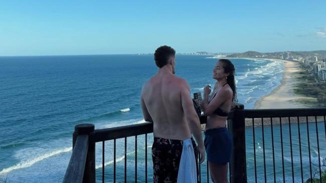 Nathan Cleary and Mary Fowler together in Burleigh. Picture: Instagram