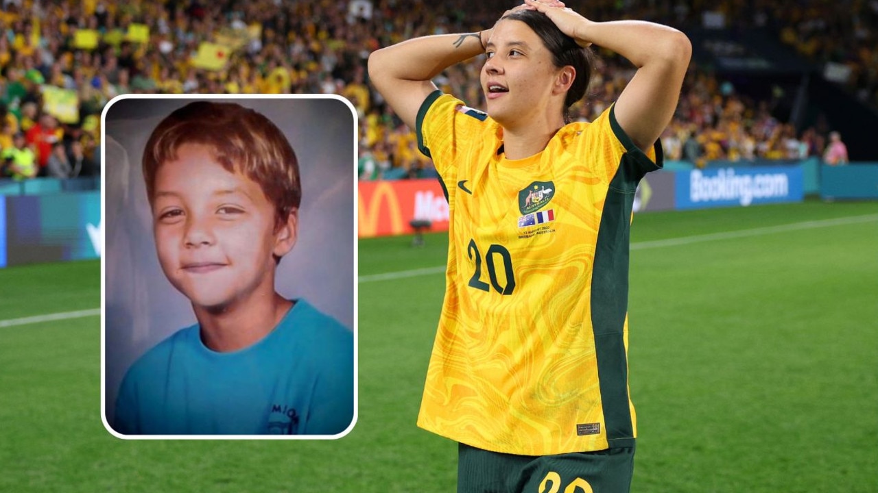 Sam Kerr as a child and at the current World Cup