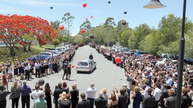 Funeral for Samuel Timothy Brown held at the Dream Centre Church at Carrara. Tim and Leanne Brown follow the funeral car.