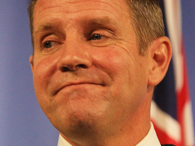 NSW Premier Mike Baird announces his retirement at a press conference at his Martin Place Office. pic Mark Evans