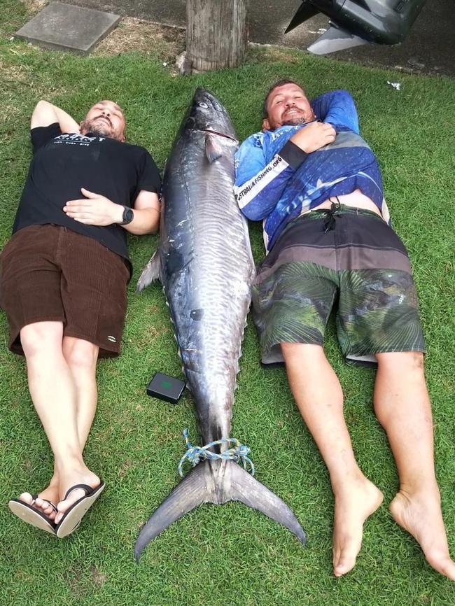 Giant Spanish mackerel caught off the coast of Tweed by angler Nathan Warlosz. Picture: Supplied