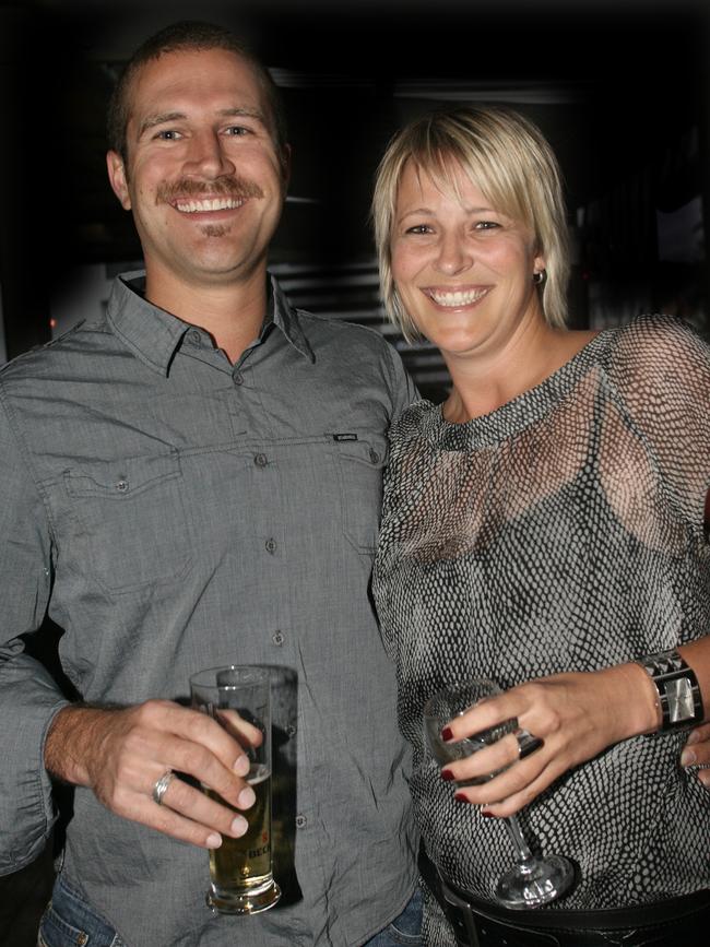 t Socials Out and About, Movember cocktail party at the Metz, Sandy Bay, from left, Campbell Breheny, of Sandy Bay and Toni Sydes, of Battery Point