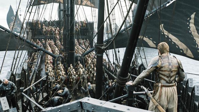 The golden company gathers in a fleet off Kings Landing in episode one of season eight of Game Of Thrones. Picture: HBO