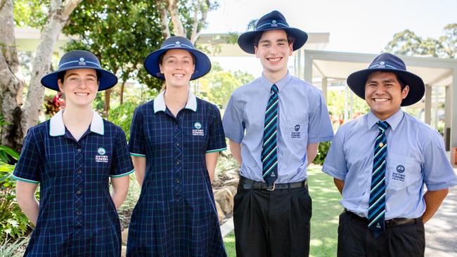 Matthew Flinders Anglican College captains Lara Swenson (vice-captain), Zoe McKenzie (captain), Patrick Courtney (captain) and William Min (vice-captain).