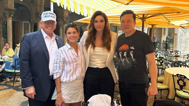 Donald Trump, Kai Trump, Caitlyn Jenner and Elon Musk. The day after the 2024 presidential election. Picture: X