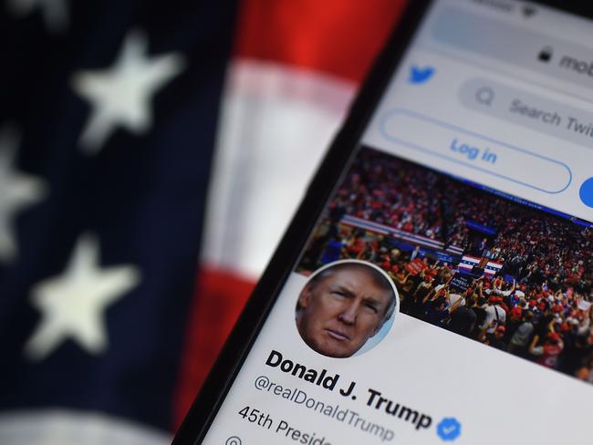 The Twitter account of US President Donald Trump. (Photo by Olivier DOULIERY / AFP)