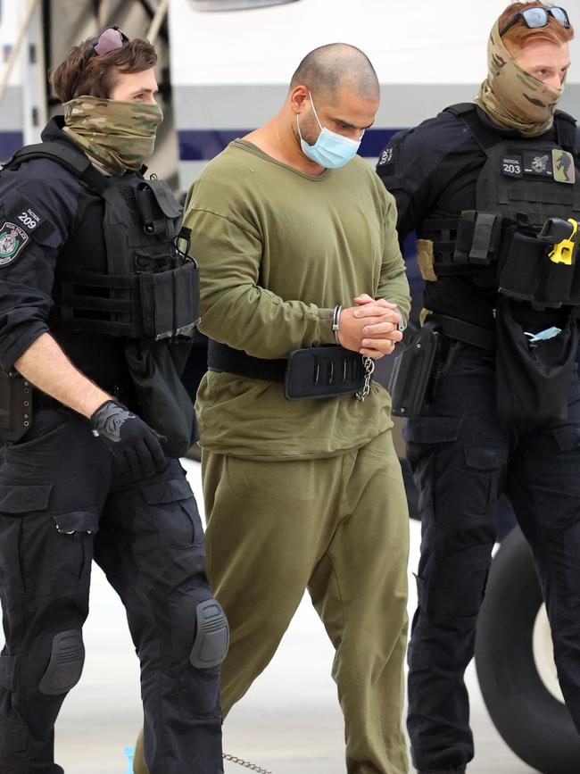 Mostafa Baluch arrives at Bankstown Airport in Sydney after his dramatic arrest. Picture: Richard Dobson. Picture: Richard Dobson