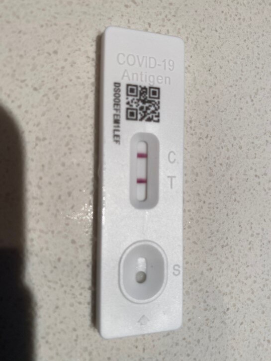 Gareth Ward's positive rapid antigen test. Picture: Twitter