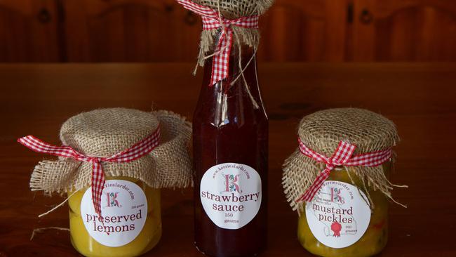 Kerrie’s range of products includes preserved lemons, strawberry sauce and mustard pickles.