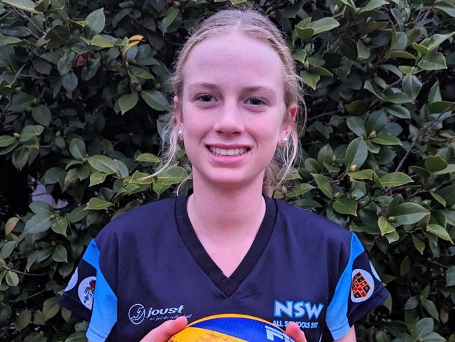 Ella McDonell will compete for the NSW U15s girls at the School Sport Australia U15s Volleyball Championships. Picture: Contributed