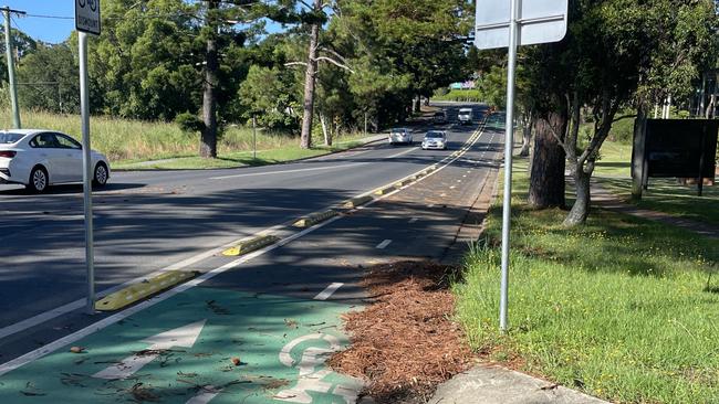 Many questioned the need for the new bike trail that runs through Beach St, Woolgoolga and worry it’s not being maintained. Picture: Matt Gazy