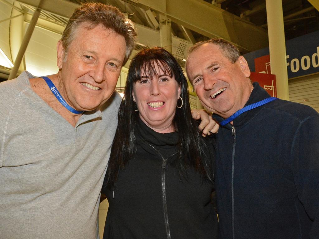 Andrew Bell, Elissa Perales, Colin Wheeler at Vinnies CEO Sleep Out at CBUS Stadium, Robina. Picture: Regina King