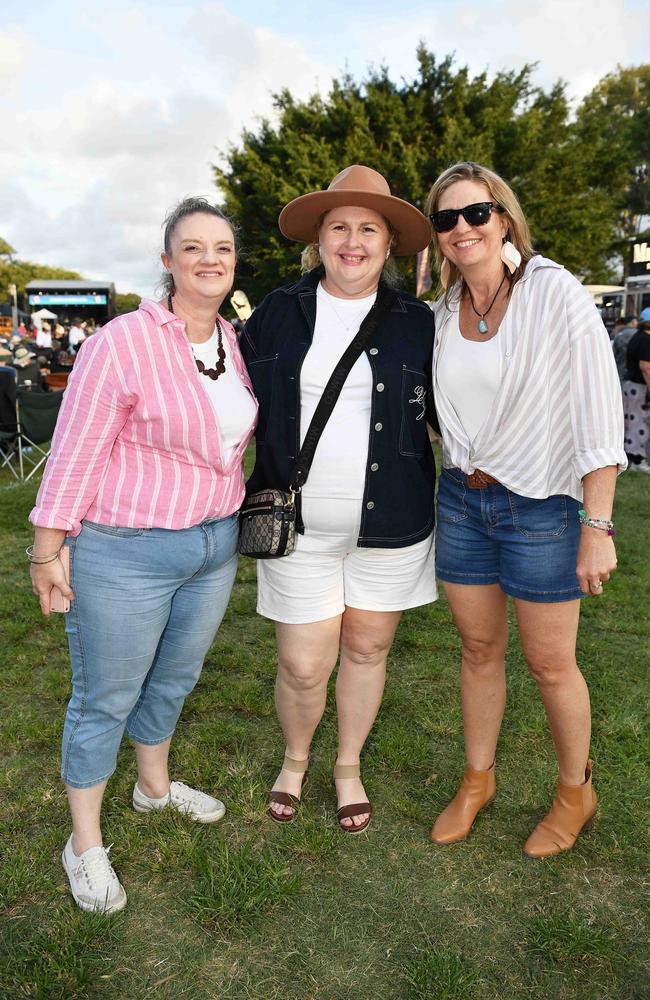 Rebecca Falzon, Mandy Gamble and Katrina Pokarier at Sounds of Rock 2024 in Hervey Bay. Picture: Patrick Woods.