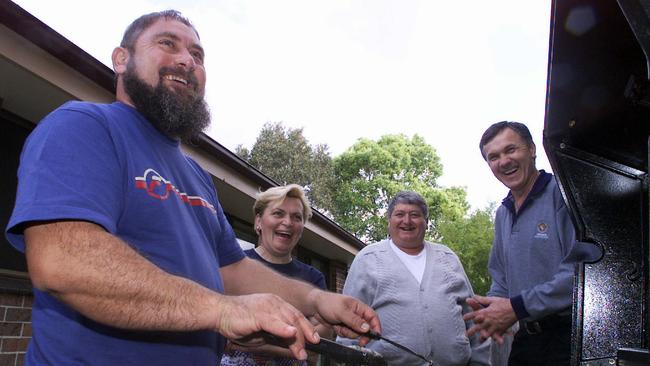 Damir Dokic manning the barbecue at his home in Fairfield in Sydney’s west during the 2000 Olympics