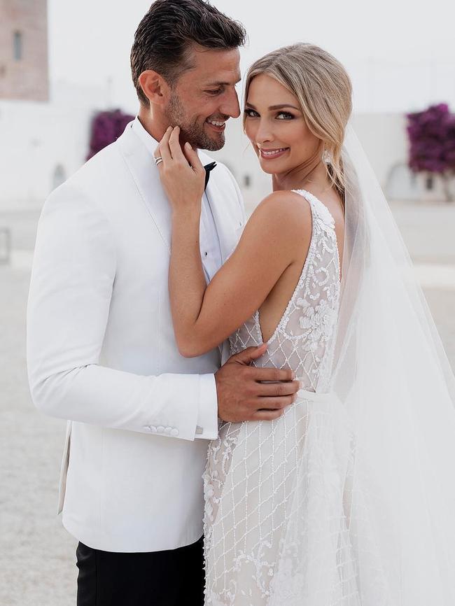 The first Bachelor tied the knot with his reality TV love Anna Heirich at a secret Italian location in June. Picture: Anna's instagram posts