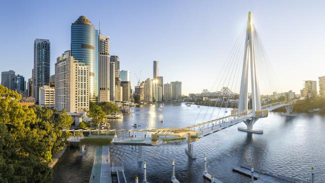 Brisbane City Council has released stunning new images of Brisbane's soon-to-come ‘green bridges’. Pictured here is the Kangaroo Point bridge. Picture: Artist’s impression.