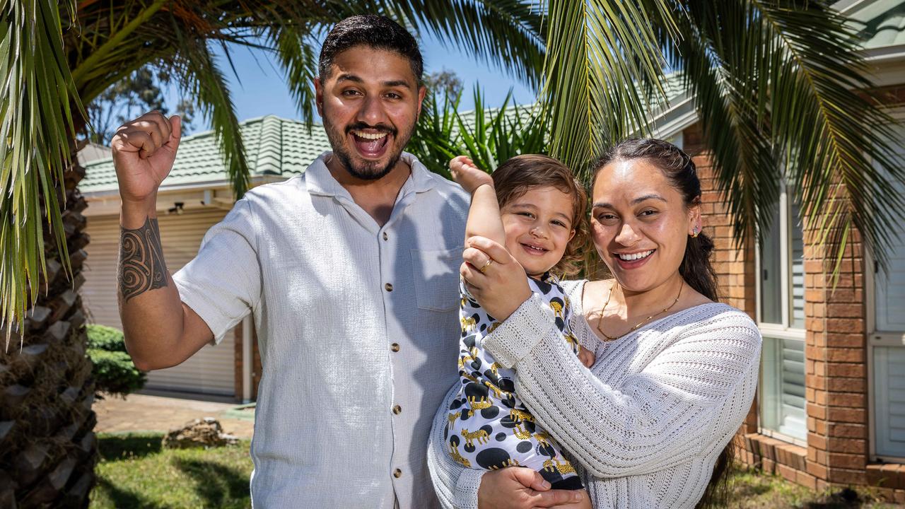 Adarsh Manuel and wife April Teepa just bought their first home this month, and are looking forward to raising their son Aiden, 15 months. Picture: Jake Nowakowski