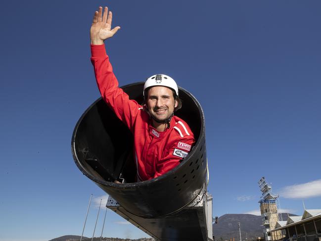 Human Cannonball Warren Brophy at the Hobart Show. PICTURE CHRIS KIDD