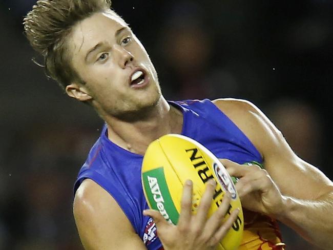 MELBOURNE, AUSTRALIA - APRIL 09:  Josh Schache of the Lions marks the ball during the round three AFL match between the St Kilda Saints and the Brisbane Lions at Etihad Stadium on April 9, 2017 in Melbourne, Australia.  (Photo by Darrian Traynor/Getty Images)