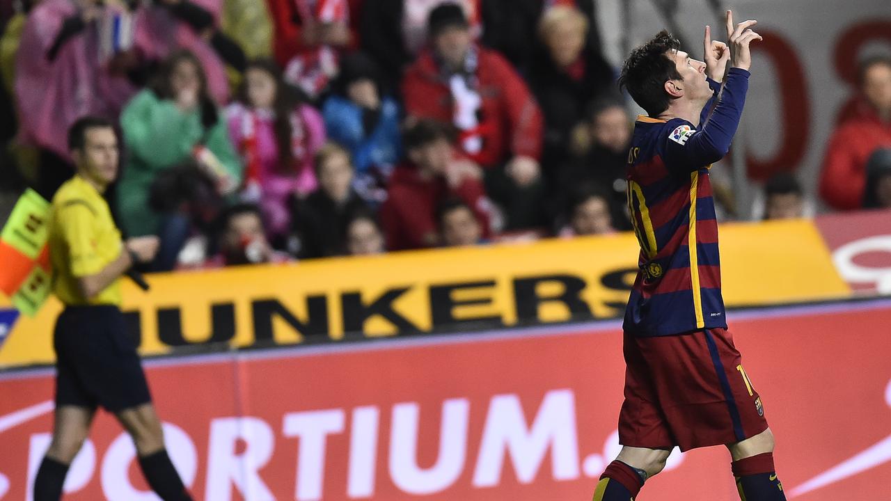 Lionel Messi 300th La Liga goal video v Sporting Gijon | Herald Sun
