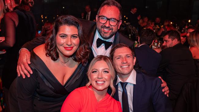 Ally Aoukar and Ray Dahdah, pictured with Katelyn Timmings and Craig Goodwin at the Pure Black Winter Ball. Picture: Supplied