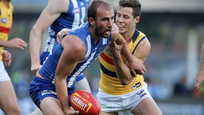 Ben Cunnington was impressive for North Melbourne against Adelaide. Picture: Luke Bowden