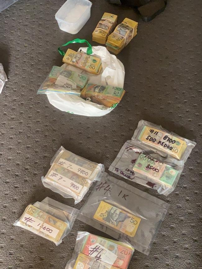 Cash was seized during the drug trafficking bust the southern suburbs. Picture: SA Police